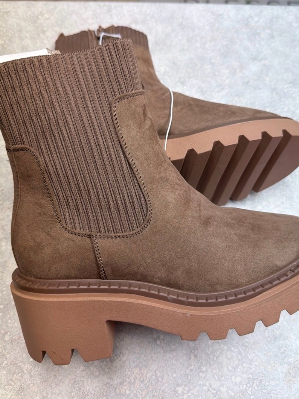 Brown Suede Chelsea Lug Boots - Women